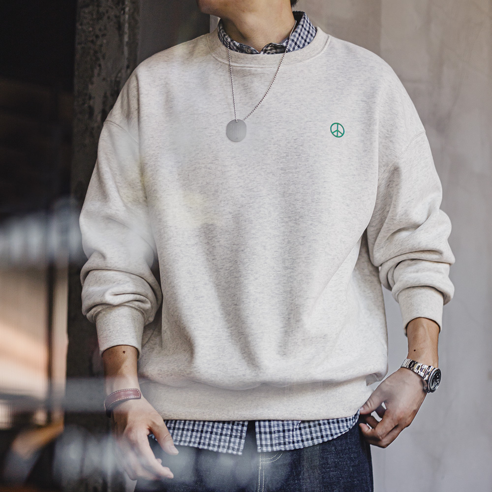 Undershirt Crew Neck - Maden Casual Gray Round-Neck Hoodie Fleece-Lined